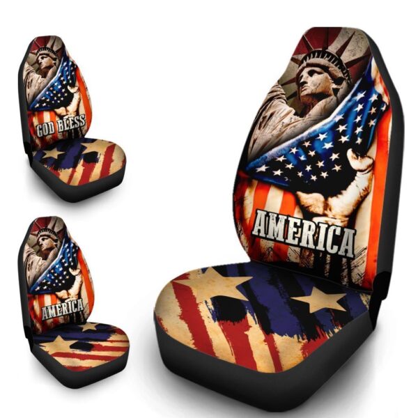 American Flag Car Seat Covers Custom Liberty Statue God Bless America Car Accessories