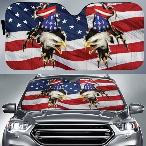 Bald Eagle US Flag Car SunShade Custom Car Accessories