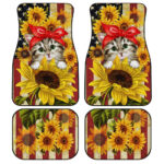 Cat Sunflower Car Floor Mats Custom American Flag