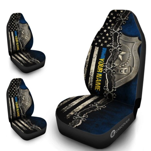 Personalized Police Car Seat Covers Custom Thin Blue Line