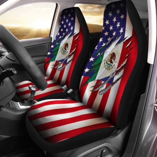 Proud US Mexican Car Seat Covers Custom Flag Car Accessories