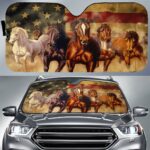 U.S Flag Horse Car Sunshade Custom Car Accessories